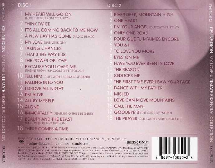 [欧美经典]席琳·迪翁《我的爱-至尊精选辑2CD》2008[FLAC+CUE整轨]