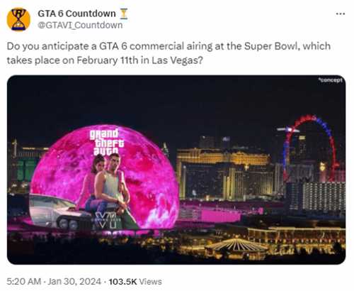 外网热议：《GTA6》会在下月的超级碗上打广告吗？