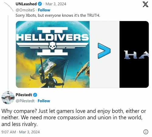 《地狱潜者2》总监回应玩家将其和《光环》比较：要少一些对立